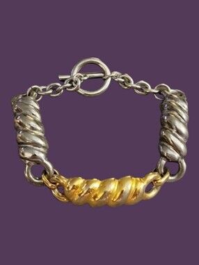 VTG Two Tone Rope Shrimp Link Toggle Bracelet